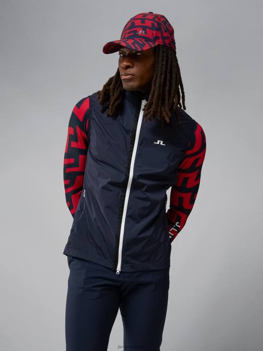 Men J.Lindeberg Navy Ash Light Packable Vest Clothing 8R622393