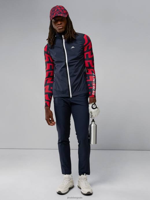 Men J.Lindeberg Navy Ash Light Packable Vest Clothing 8R622393