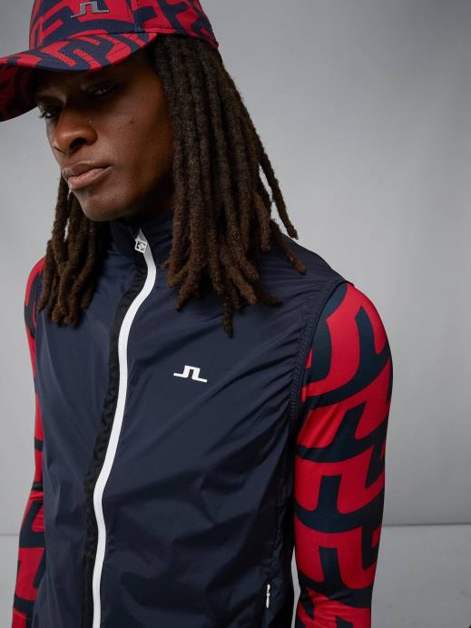 Men J.Lindeberg Navy Ash Light Packable Vest Clothing 8R622393