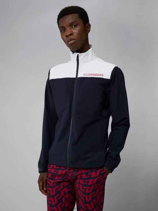 Men J.Lindeberg Navy Bridge Rain Jacket Clothing 8R622443