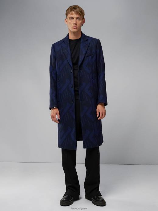 Men J.Lindeberg Navy Burke Geo Coat Clothing 8R622405