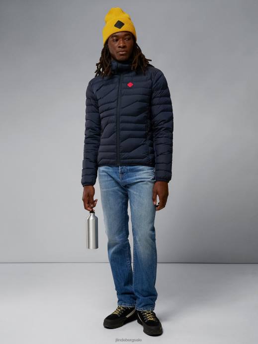 Men J.Lindeberg Navy Cliff Light Down Hooded Jacket Clothing 8R622433