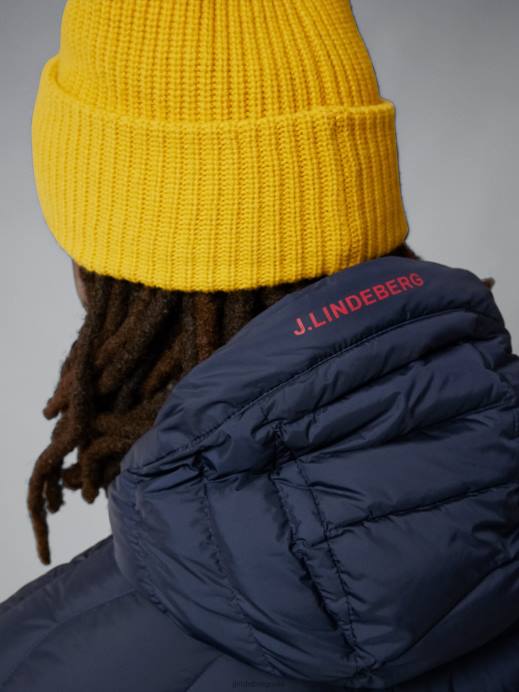 Men J.Lindeberg Navy Cliff Light Down Hooded Jacket Clothing 8R622433