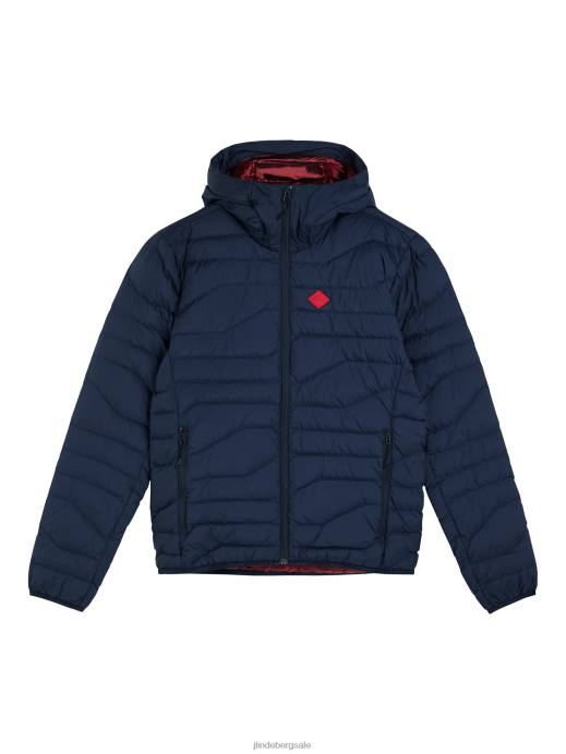 Men J.Lindeberg Navy Cliff Light Down Hooded Jacket Clothing 8R622433