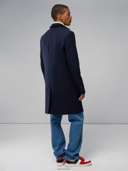 Men J.Lindeberg Navy Holger 2.0 Melton Coat Clothing 8R622415
