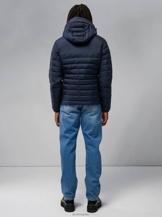 Men J.Lindeberg Navy Hybrid Text Down Jacket Clothing 8R622437