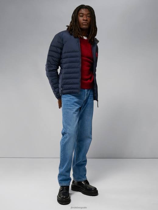 Men J.Lindeberg Navy Hybrid Text Down Jacket Clothing 8R622437