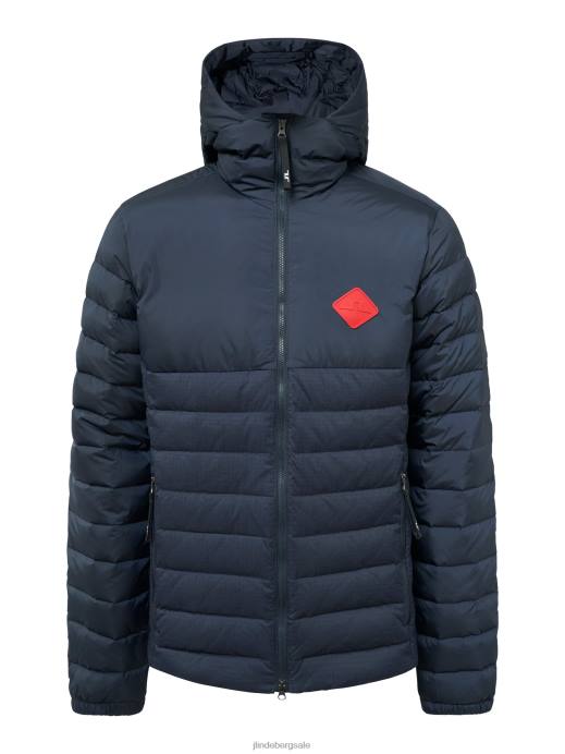 Men J.Lindeberg Navy Hybrid Text Down Jacket Clothing 8R622437