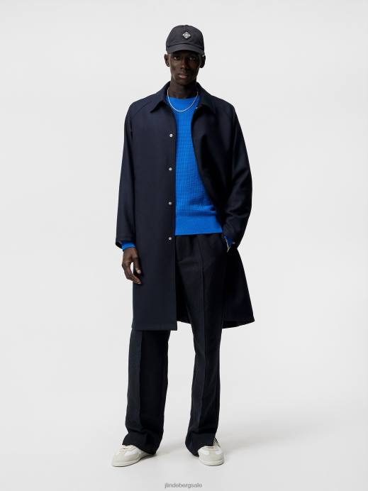 Men J.Lindeberg Navy Paxton Raglan Wool Coat Clothing 8R62930