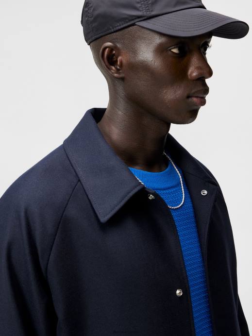 Men J.Lindeberg Navy Paxton Raglan Wool Coat Clothing 8R62930