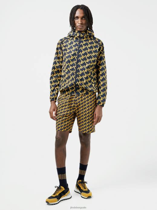 Men J.Lindeberg Navy Trace Printed Wind Jacket Clothing 8R622455