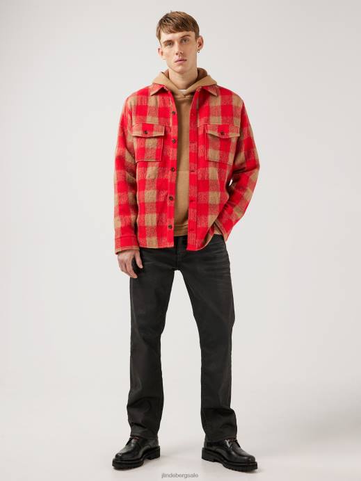 Men J.Lindeberg Red Bell Gingham Loose Overshirt Clothing 8R622468