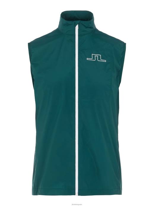Men J.Lindeberg Treeline Green Ash Light Packable Golf Vest Clothing 8R622496