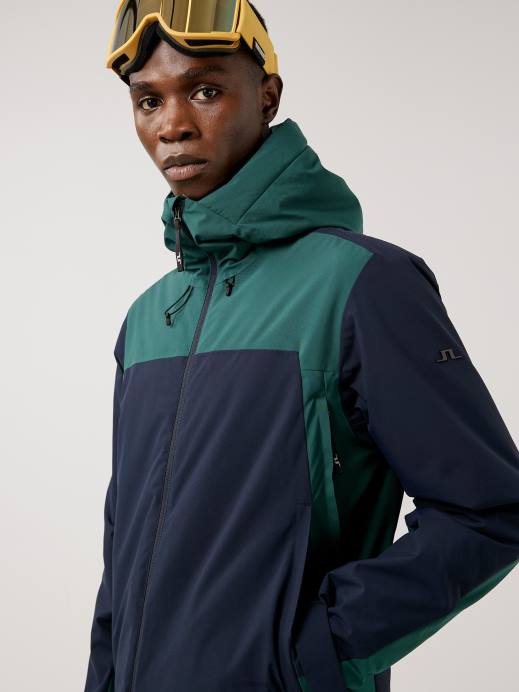 Men J.Lindeberg Treeline Green Base Camp Ski Jacket Clothing 8R622475