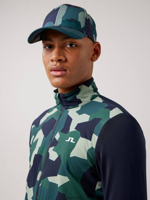 Men J.Lindeberg Treeline Green Camo Packlight Print Golf Jacket Clothing 8R622498