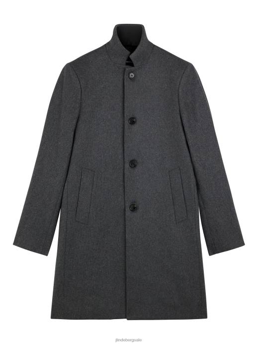 Men J.Lindeberg Volcanic Ash Holger 2.0 Melton Coat Clothing 8R622416