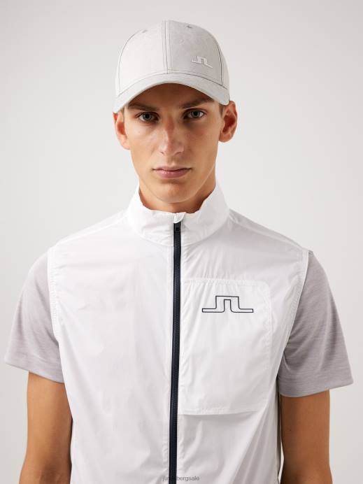 Men J.Lindeberg White Ash Light Packable Golf Vest Clothing 8R622494