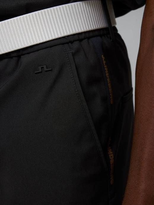 Men J.Lindeberg Black Stuart Stripe Shorts Clothing 8R622174