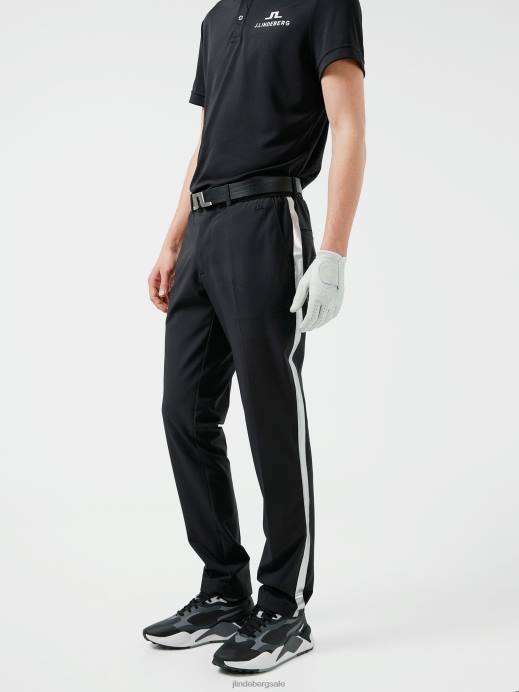 Men J.Lindeberg Black Stue Stripe Golf Pant Clothing 8R622209