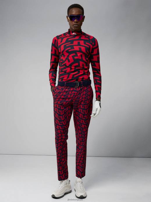 Men J.Lindeberg Bridge Swirl Red Princeton Pant Clothing 8R622172