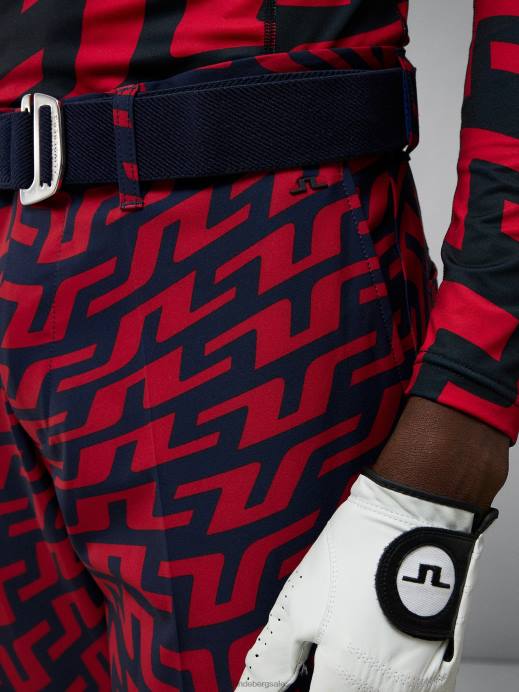 Men J.Lindeberg Bridge Swirl Red Princeton Pant Clothing 8R622172