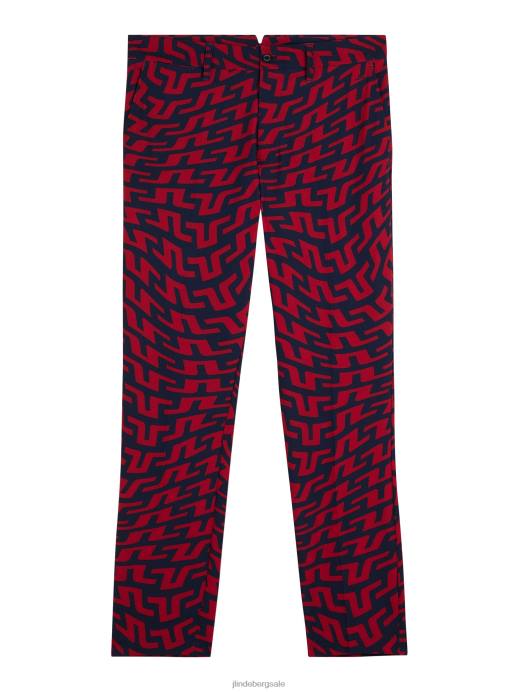 Men J.Lindeberg Bridge Swirl Red Princeton Pant Clothing 8R622172
