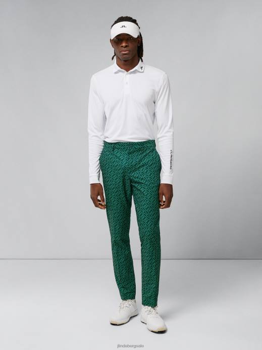 Men J.Lindeberg Classic Green Bridge Monogram Ellott Print Pant Clothing 8R622193