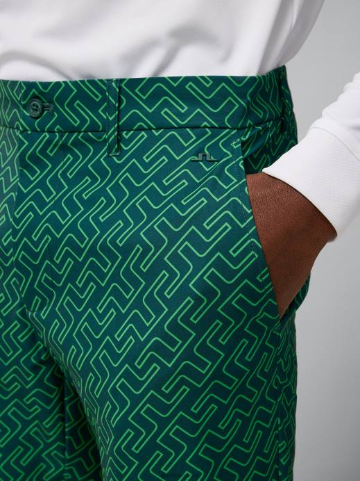 Men J.Lindeberg Classic Green Bridge Monogram Ellott Print Pant Clothing 8R622193