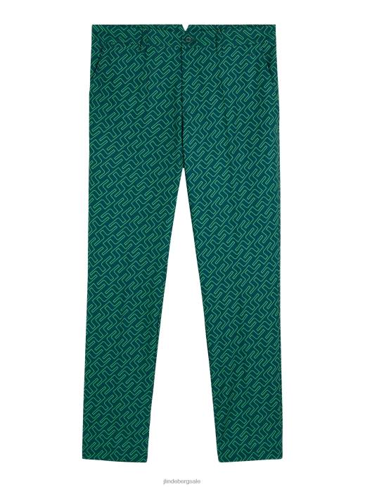 Men J.Lindeberg Classic Green Bridge Monogram Ellott Print Pant Clothing 8R622193