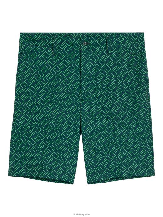 Men J.Lindeberg Classic Green Bridge Monogram Eloy Print Shorts Clothing 8R622181