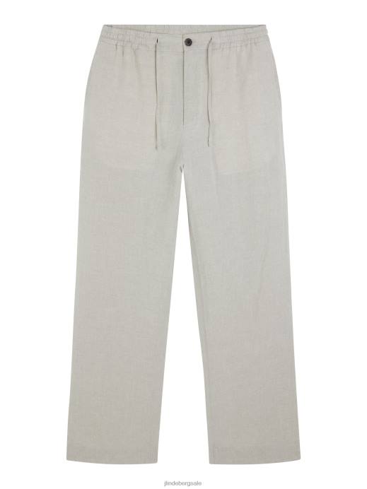 Men J.Lindeberg Cloud White Noah Wide Linen Pants Clothing 8R621127