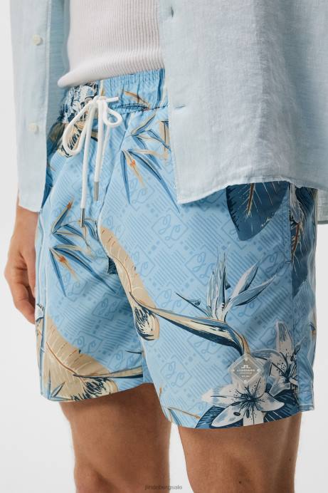Men J.Lindeberg Dream Blue Banks Tropical Swim Trunks Clothing 8R621114
