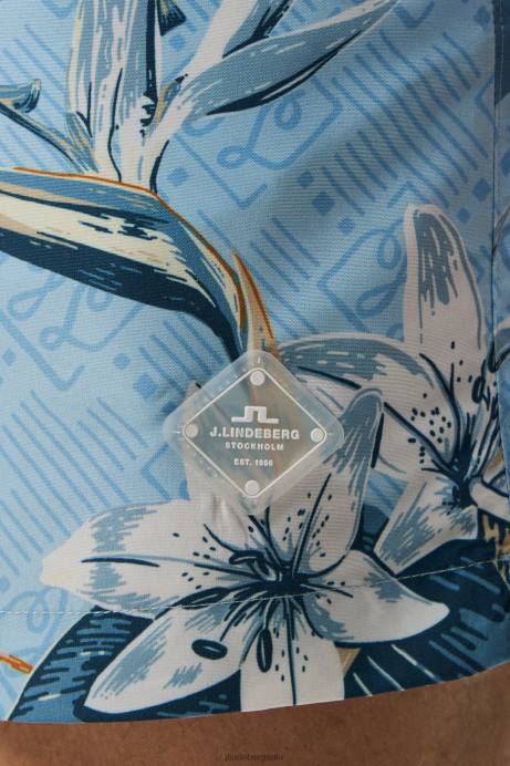 Men J.Lindeberg Dream Blue Banks Tropical Swim Trunks Clothing 8R621114