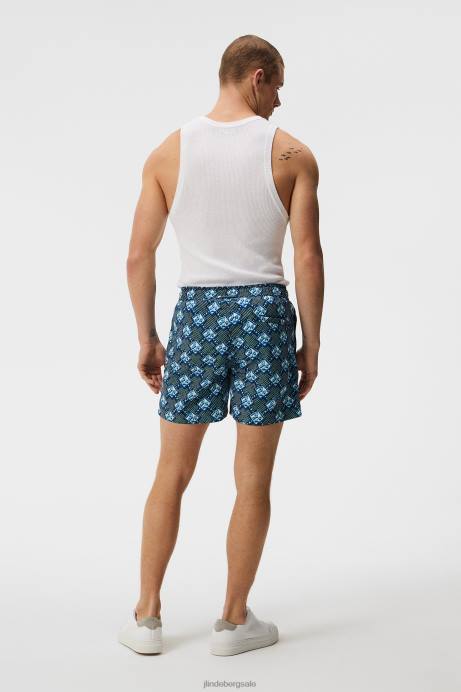 Men J.Lindeberg Estate Blue Banks Diamond Swim Trunks Clothing 8R621120