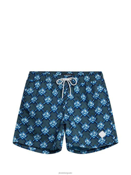 Men J.Lindeberg Estate Blue Banks Diamond Swim Trunks Clothing 8R621120