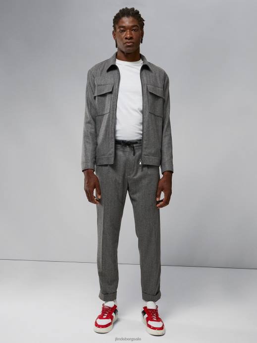 Men J.Lindeberg Grey Melange Sasha Striped Flannel Pants Clothing 8R622197