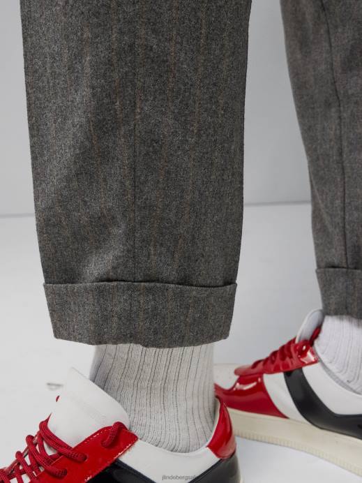 Men J.Lindeberg Grey Melange Sasha Striped Flannel Pants Clothing 8R622197