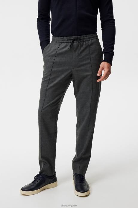 Men J.Lindeberg Light Grey Melange Sasha Structured 2-Tone Pants Clothing 8R621134