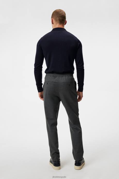 Men J.Lindeberg Light Grey Melange Sasha Structured 2-Tone Pants Clothing 8R621134