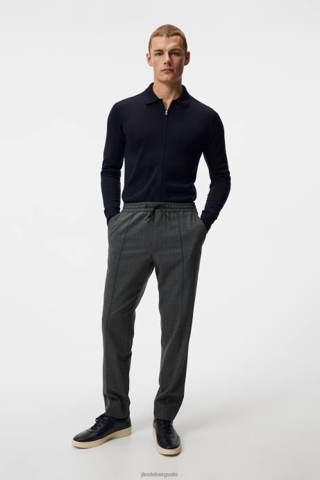 Men J.Lindeberg Light Grey Melange Sasha Structured 2-Tone Pants Clothing 8R621134