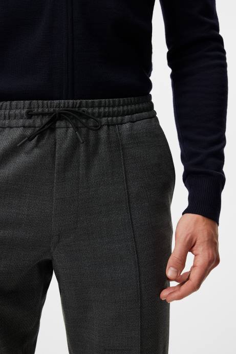 Men J.Lindeberg Light Grey Melange Sasha Structured 2-Tone Pants Clothing 8R621134