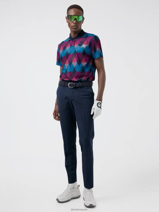 Men J.Lindeberg Navy Active Argyle Golf Pant Clothing 8R622218