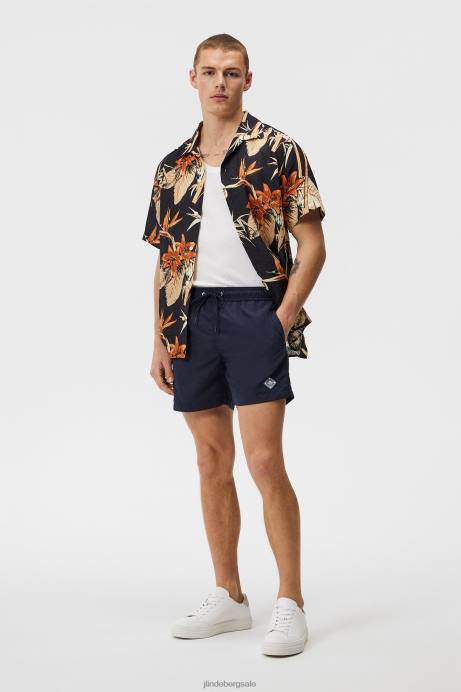 Men J.Lindeberg Navy Banks Solid Swim Trunks Clothing 8R621116