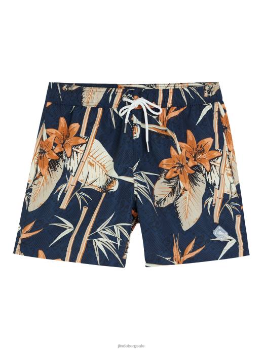 Men J.Lindeberg Navy Banks Tropical Swim Trunks Clothing 8R621113