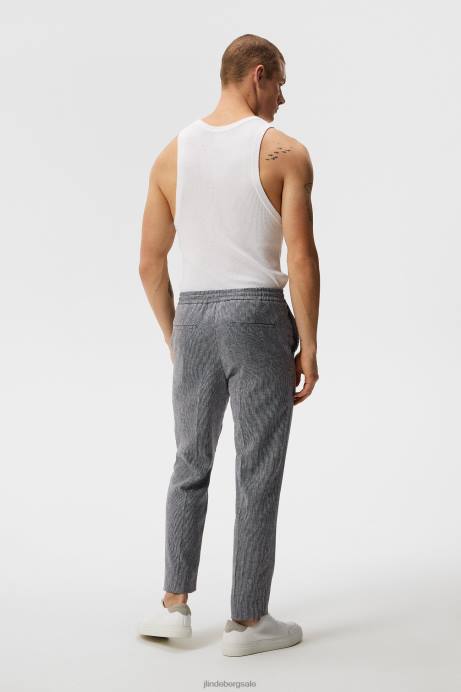 Men J.Lindeberg Navy Baron Linen Structure Pants Clothing 8R621121