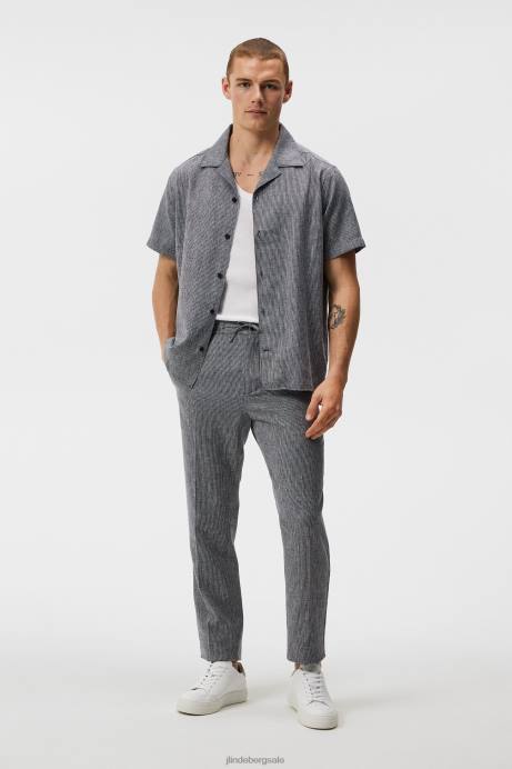 Men J.Lindeberg Navy Baron Linen Structure Pants Clothing 8R621121