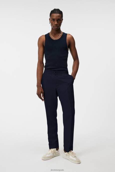 Men J.Lindeberg Navy Baron Tencel Linen Pants Clothing 8R621128