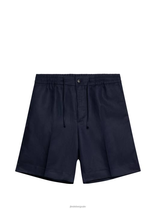 Men J.Lindeberg Navy Baron Tencel Linen Shorts Clothing 8R621126