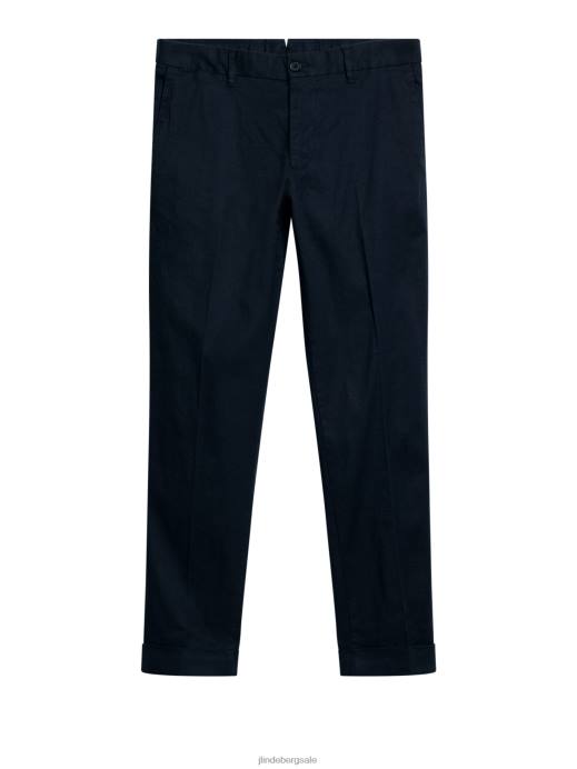 Men J.Lindeberg Navy Grant Linen Stretch Pants Clothing 8R621139