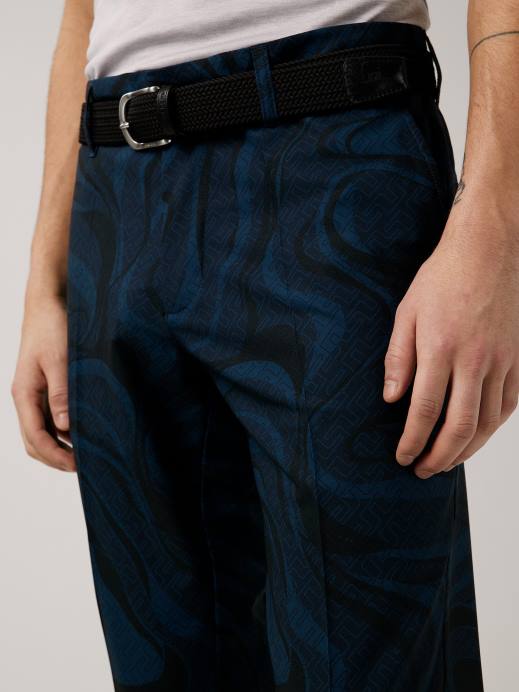 Men J.Lindeberg Navy Swirl Bridge Monogram Ellott Print Golf Pant Clothing 8R622220